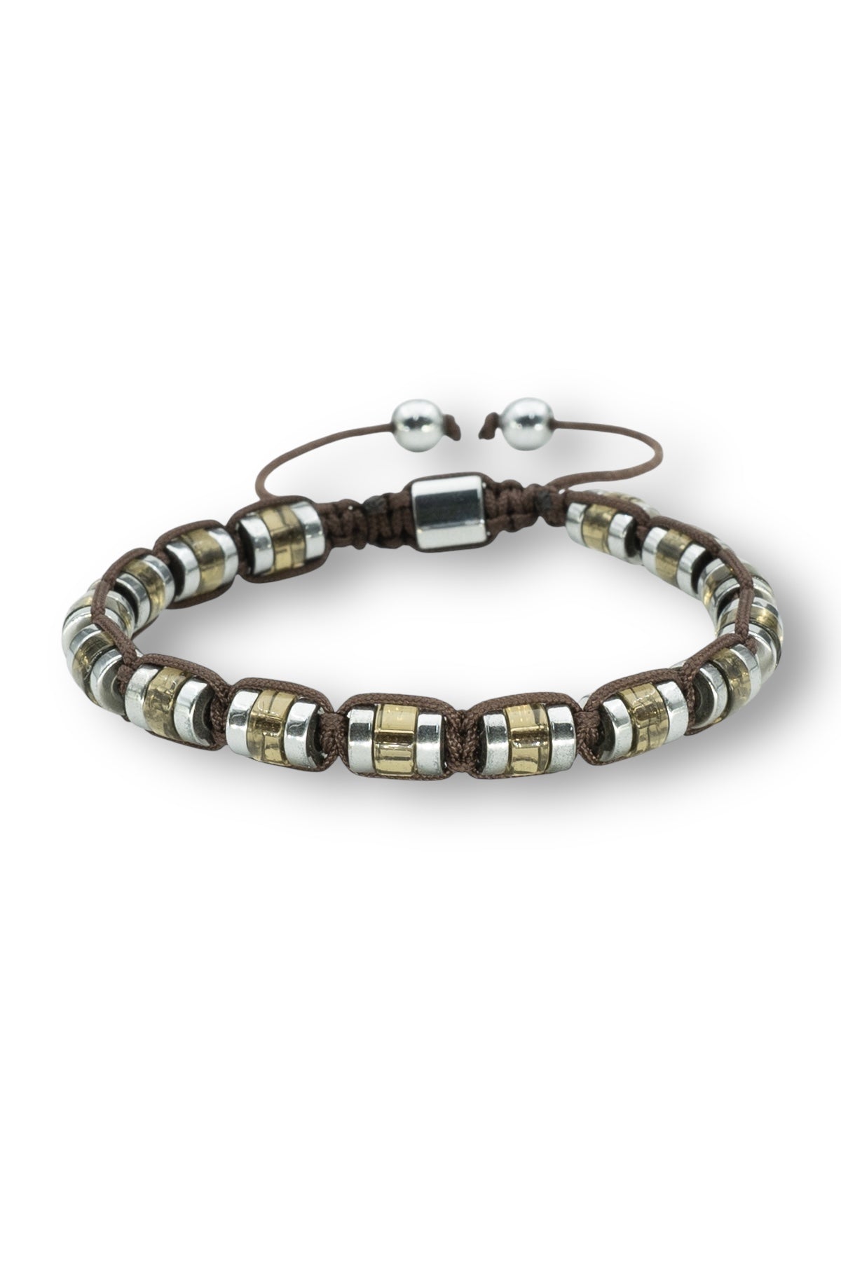 Julenta Doğal Taşlı Gri Renkli Ayarlanabilir Makrome Erkek Bileklik JLNT11322-1422-K